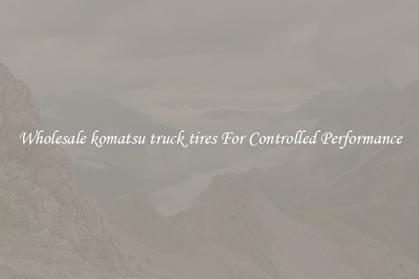 Wholesale komatsu truck tires For Controlled Performance